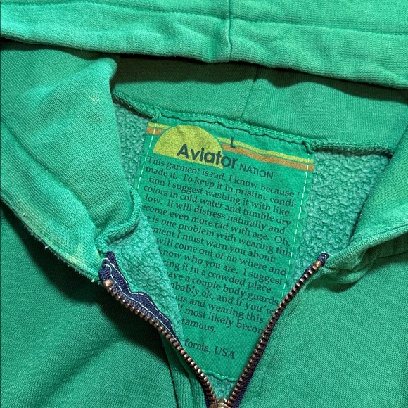 Aviator Nation Smiley 2 Full Zip and Sweatpants Kelly Green Yellow Size Large - Picture 8 of 9